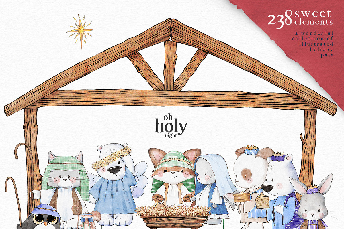 Cute Christmas Characters, a Seasonal Illustration by Pretty Little Lines (Photo 4 of 16)