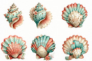 Whimsical summer seashell clipart, an Illustration by Designworld (Thumbnail 2 of 5)