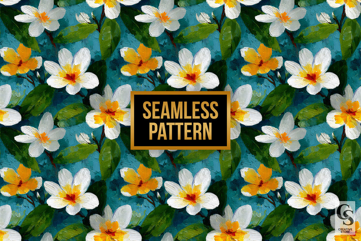 Impasto Painted Plumeria Pattern, a Pattern Graphic by Creative Store (Photo 4 of 5)