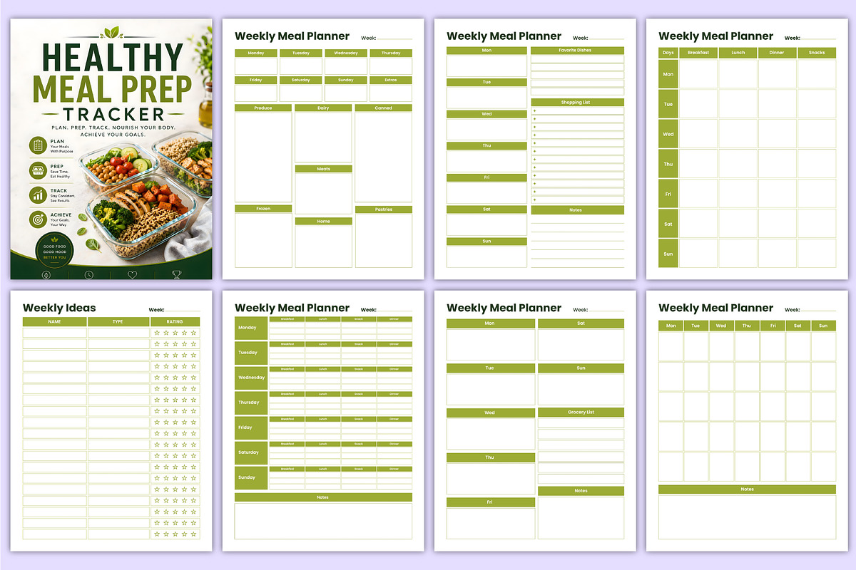 Healthy Meal Prep Tracker | Diet Log, a Stationery Template by Mustafiz (Photo 3 of 5)