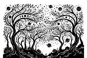 50 Mystical Galaxy Forest Silhouette, a Technology Illustration by Amazin_art (Thumbnail 19 of 26)