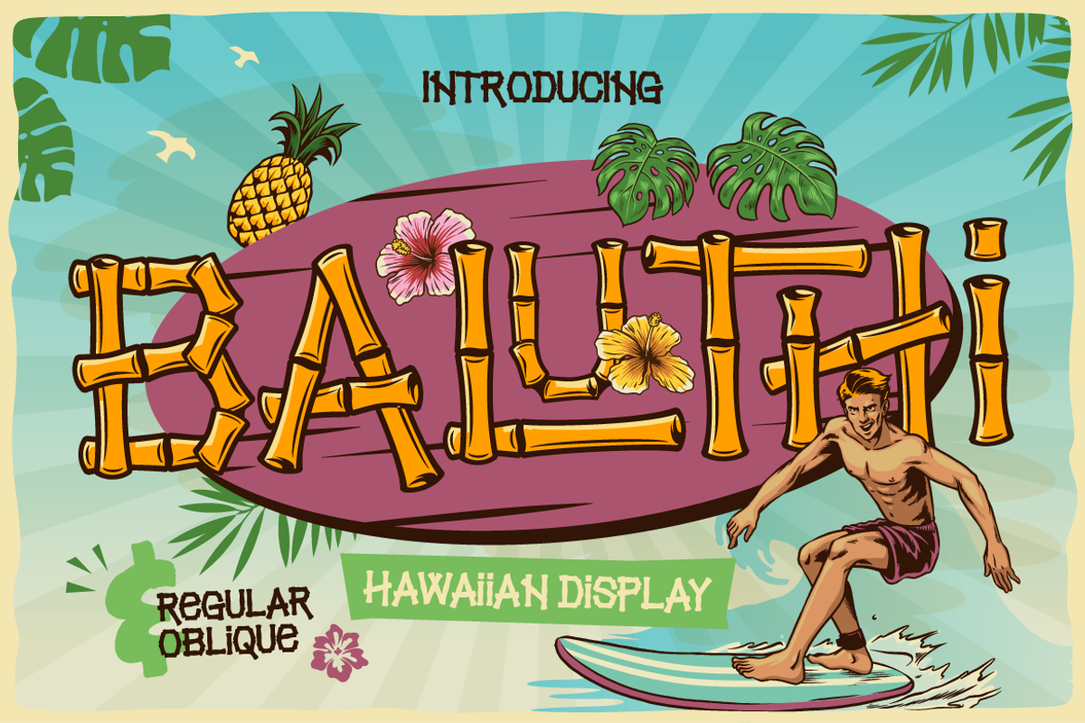 Baluthi - Hawaiian Bamboo Display, a Sans Serif Font by Artisan Themes (Photo 1 of 12)