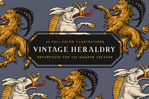 35 Vintage Heraldry Illustrations, an Animal Illustration by Century Library