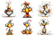 Funny Cartoon Chicken Clipart, an Illustration by Libby Wishes (Thumbnail 2 of 7)