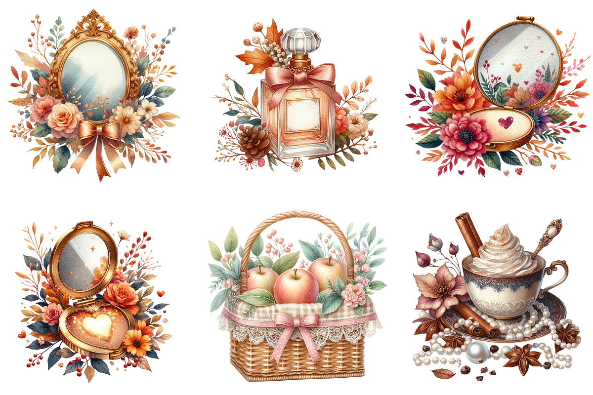 Cute Coquette Autumn Clipart, an Illustration by DreamArtGraphic (Photo 6 of 7)