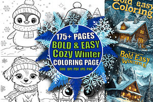 Bold And Easy Cozy Winter Coloring, an Animal Illustration by Printable Design Store