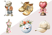 Watercolor Cute Golf Clipart, an Illustration by Design Market (Thumbnail 3 of 3)