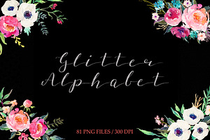 Silver Glitter Alphabet Clip Art