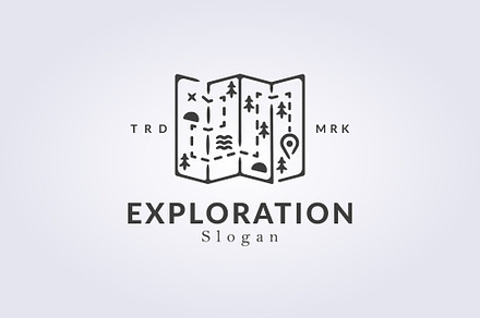outline folded paper map logo
