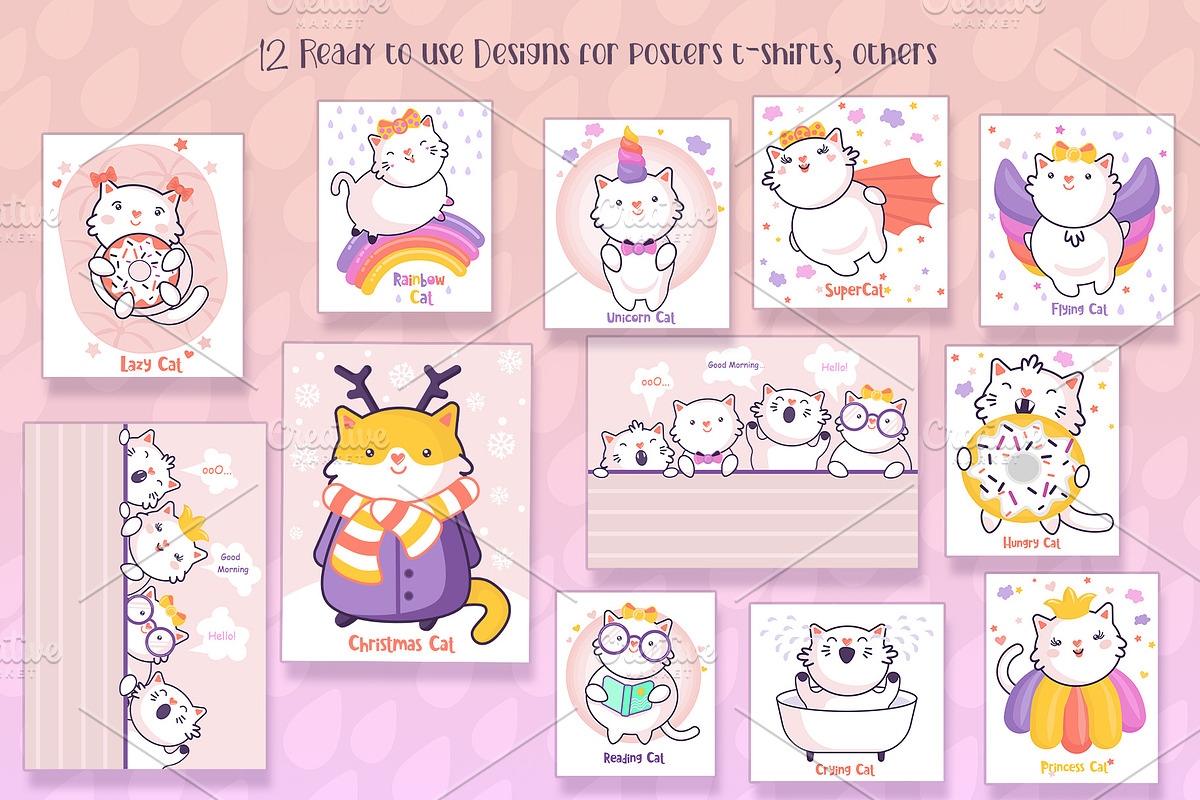 Cute Cats. Vecor Clipart, an Animal Illustration by YuNa (Photo 5 of 8)
