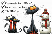 Whimsical Christmas Black Cats Clipa, an Illustration by Libby Wishes (Thumbnail 2 of 7)