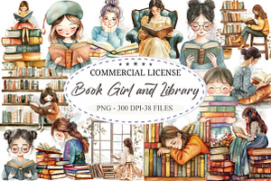 Book Girl and Library Sublimation, an Illustration by designcity5