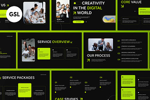 Black Company Profile Google Slide, a Presentation Template by graphicook