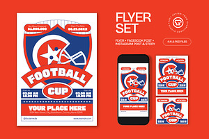 Orange Football Tournament Flyer Set, a Flyer Template by graphicook
