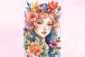 Watercolor Flower Fairy Flowers Clip