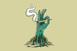 Marijuana in Zombie's Hand, a Healthcare Illustration by Mangustudio