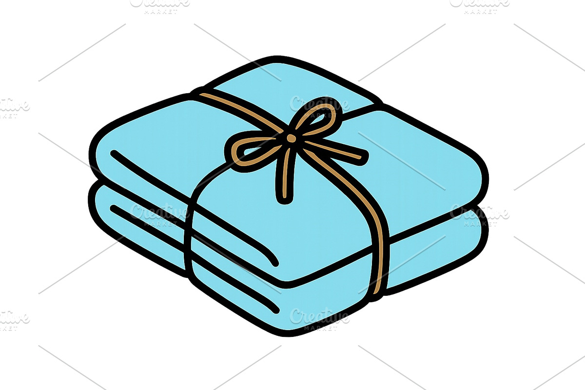Soft blue towels neatly tied, an Object Illustration by ZinetroN