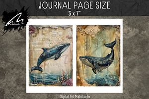 Shabby Grunge Whale Papers