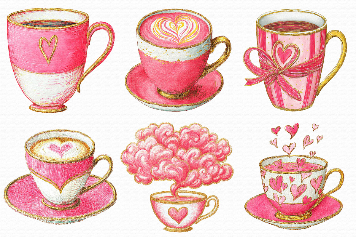 Valentine's Day Coffee Cup Clipart, an Illustration by Libby Wishes (Photo 2 of 6)