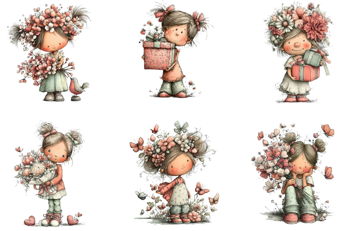 Mother’s Day Clipart Little Girl, a Seasonal Illustration by Designking (Photo 2 of 5)