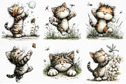 Whimsical Summer Cats Clipart PNG, an Animal Illustration by Craft Nest (Thumbnail 6 of 6)