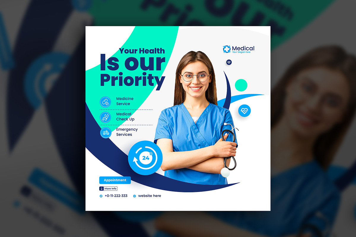 Healthcare medical social media post, a Social Media Template by Tanmoy Topu (Photo 8 of 11)