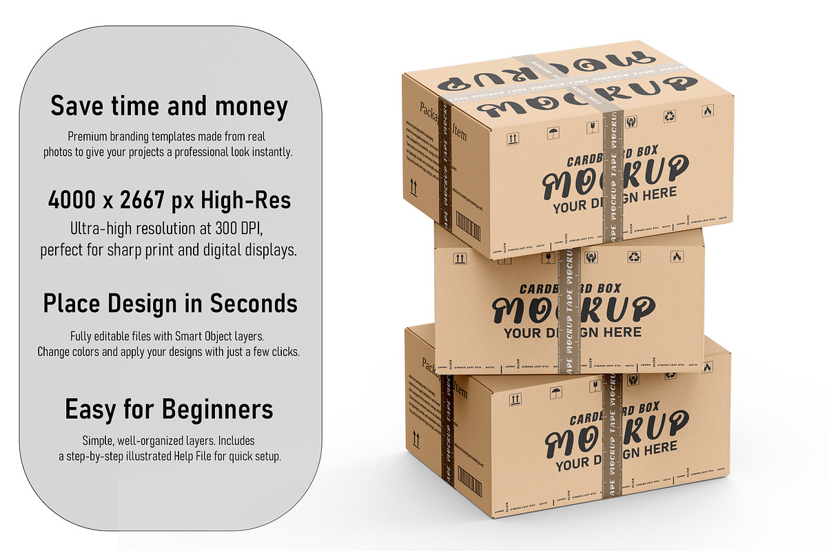 Corrugate Cardboard Shipping Box set, a Packaging Mockup by pixelmock (Photo 3 of 16)