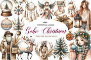Boho Christmas Clipart Bundle, an Illustration by CreationArt (Thumbnail 1 of 7)