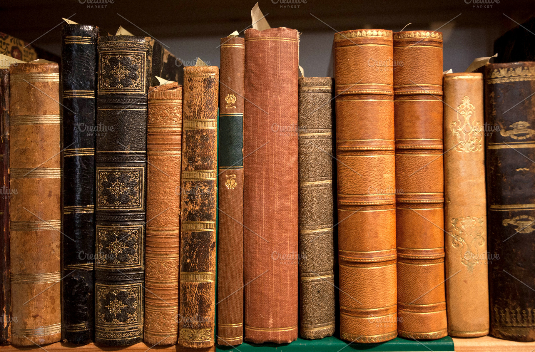 Vintage bookshelf with books, a School & Education Photo by Radiokafka