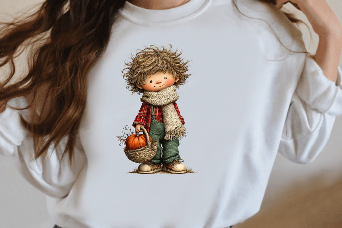 Whimsical Autumn Boy PNG Clipart, an Illustration by Designworld (Photo 2 of 9)