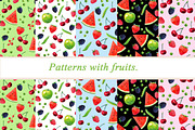 Watercolor patterns with fruits., a Food Illustration by yulia.sukhanova (Thumbnail 1 of 2)