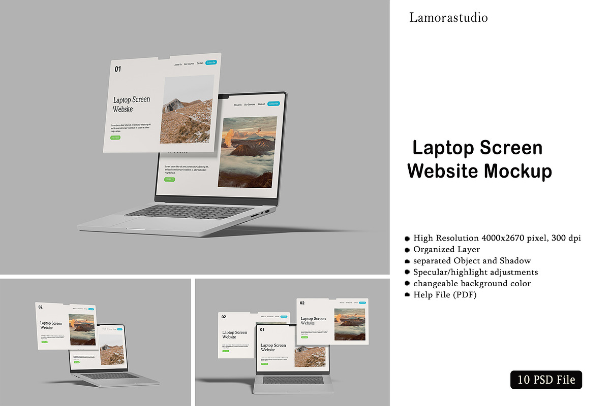 Laptop Screen Website Mockup, a Mockup by lamorastudio (Photo 1 of 11)