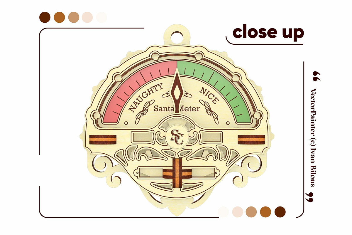 Santa Meter Ornament - Laser Cut, an Object Graphic by VectorPainter (Photo 6 of 10)