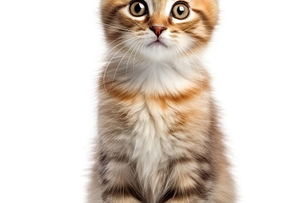 Cute cat sitting on white backdground. Generative AI, an Animal Photo by AlyaAnd