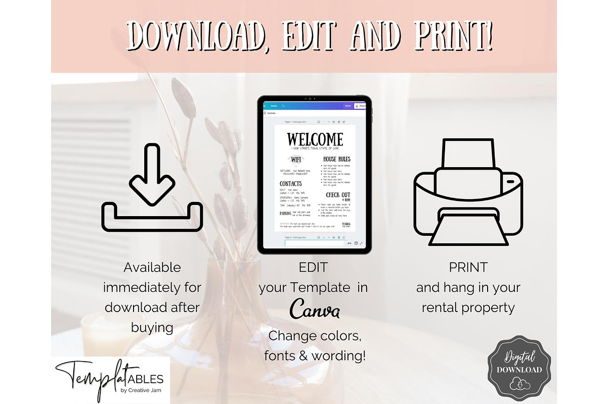 Airbnb Welcome Sign Poster Template, a Poster Template by Templatables (Photo 6 of 7)