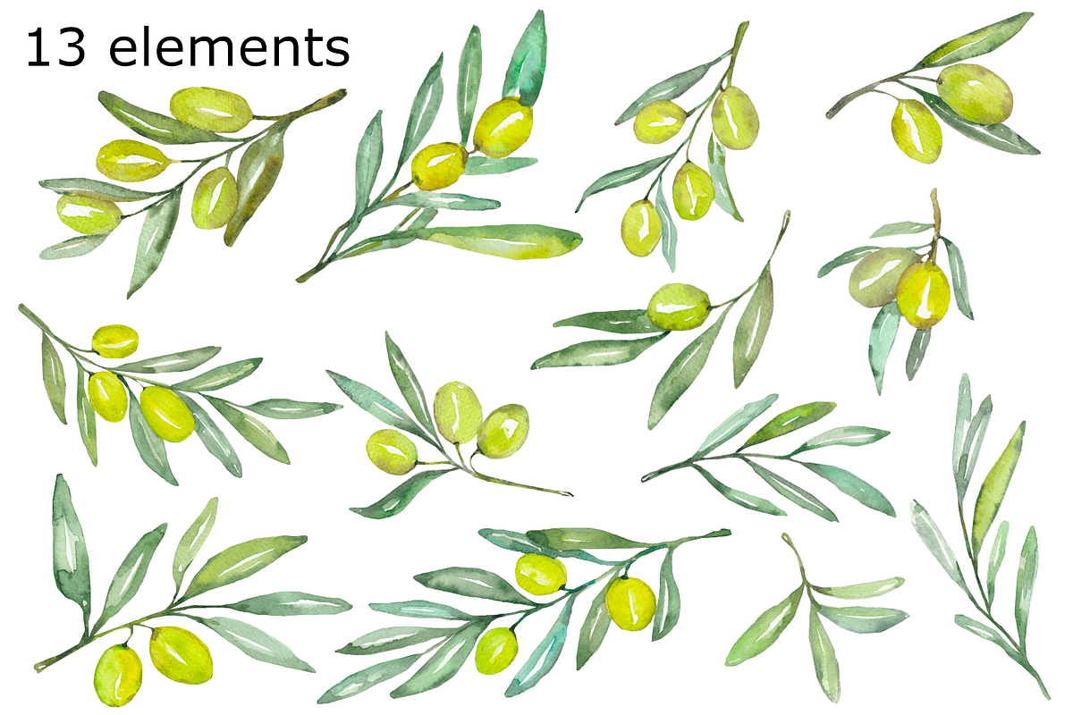 Olive watercolor clipart, a Background Graphic by GoodFairyClipArt (Photo 2 of 3)