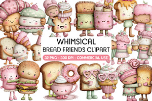 Bread Friends Clipart, an Illustration by Daily.Designs