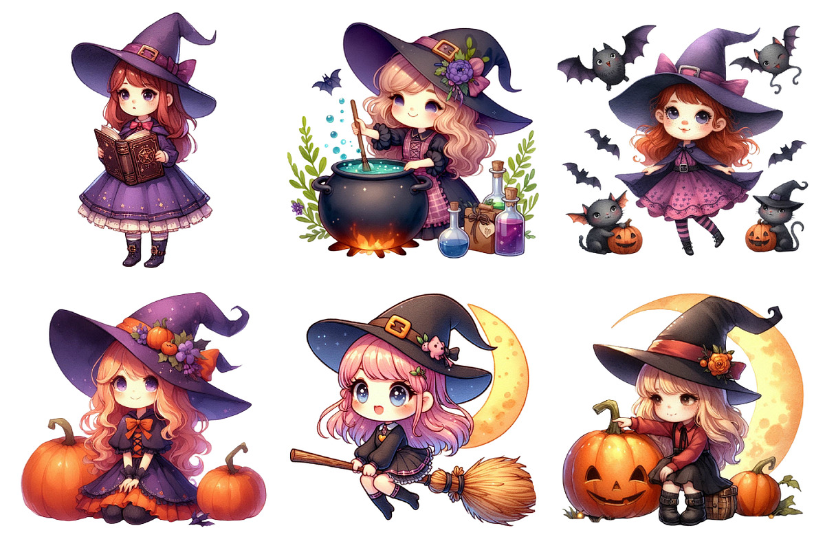 Cute Witch Clipart, an Illustration by Daily.Designs (Photo 2 of 4)