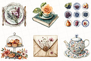 Watercolor Autumn Tea Party Clipart, an Illustration by OK Design (Thumbnail 2 of 5)