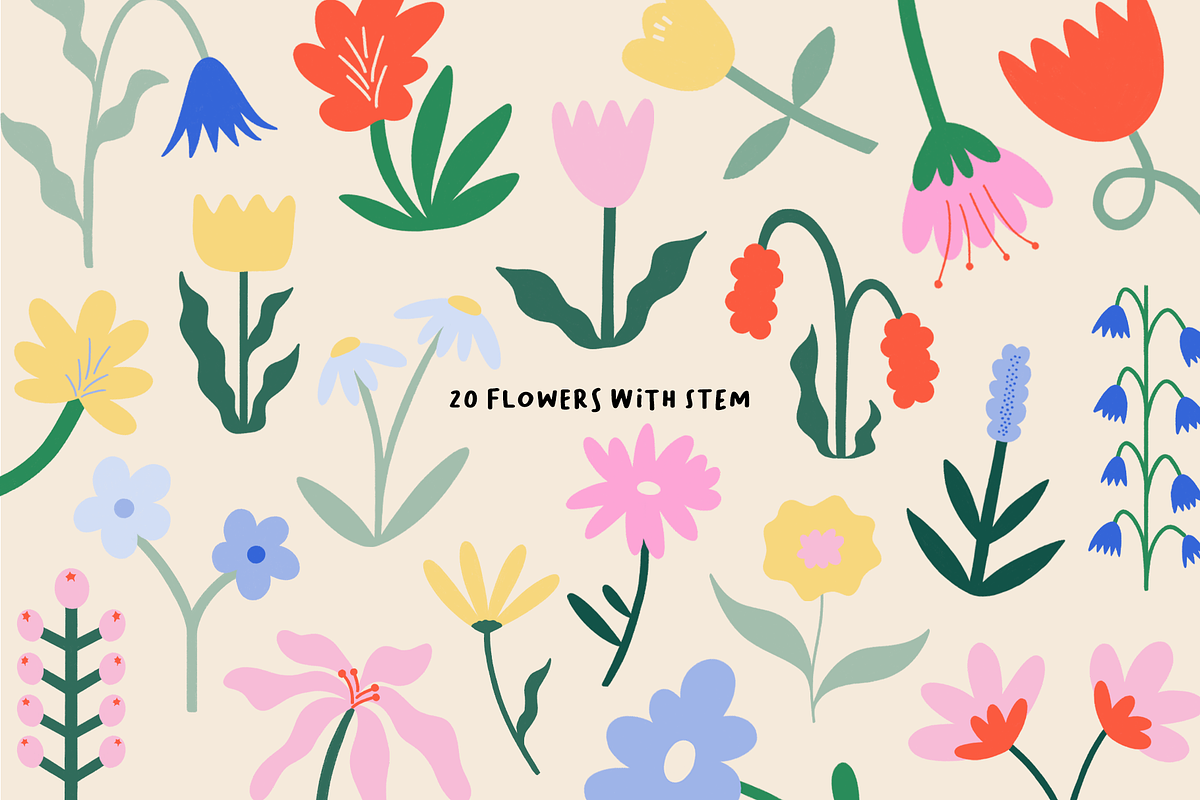Hand drawn Modern Flowers, a Decorative Illustration by polinestudio (Photo 3 of 8)