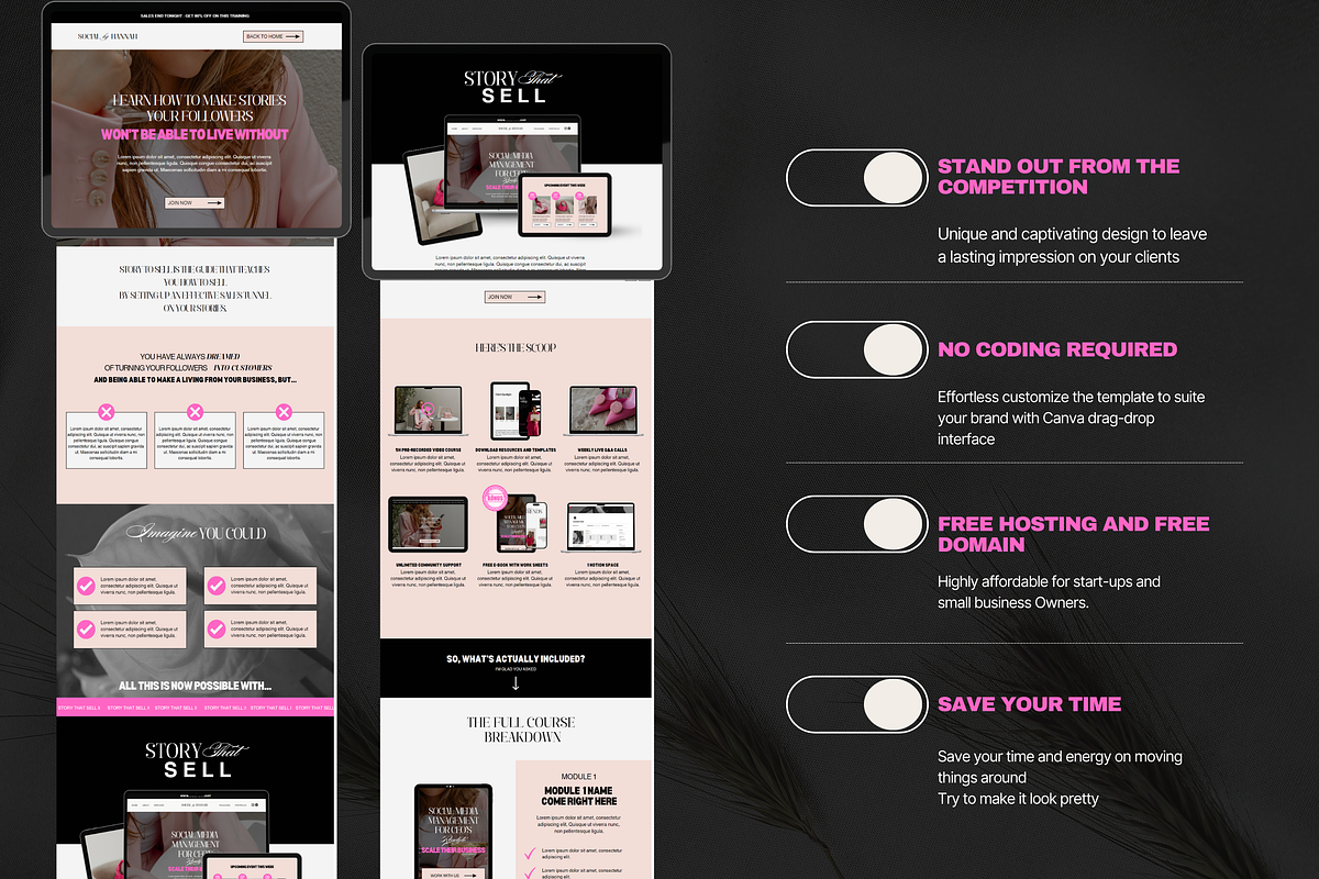 Luxury Canva Sales page website, a Landing Page Template by My Template Studio (Photo 2 of 14)