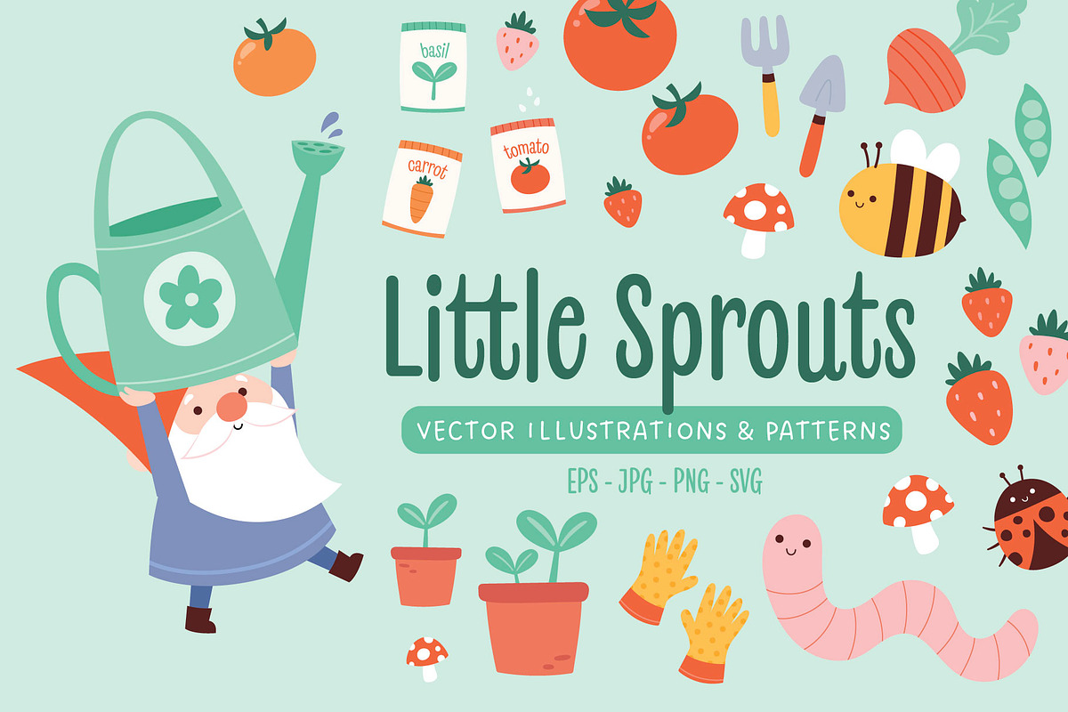 Little Sprouts Garden Illustrations, an Illustration by taraleicreative (Photo 1 of 6)