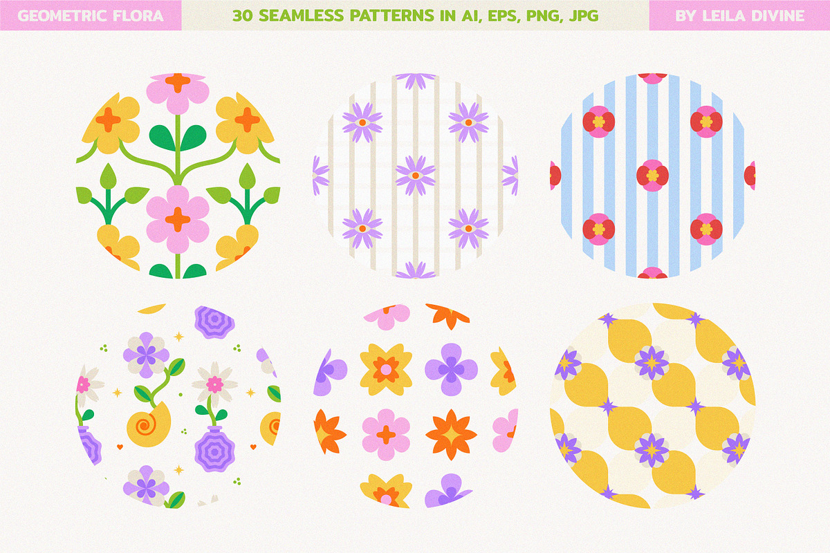 Geometric Floral Shapes & Patterns, an Object Graphic by Leila Divine (Photo 13 of 16)