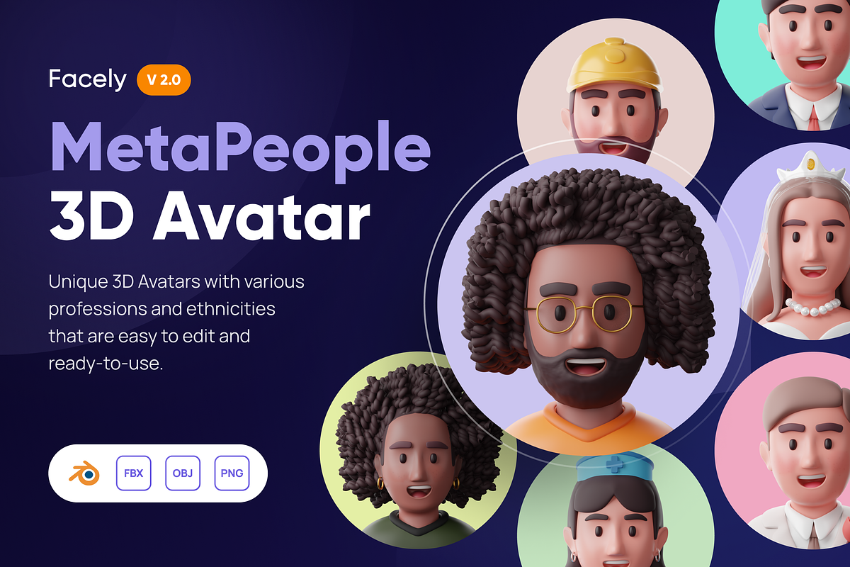 Facely v2 - MetaPeople 3D Avatar, a Characters & Person 3D Model by Illustraly Design (Photo 1 of 6)