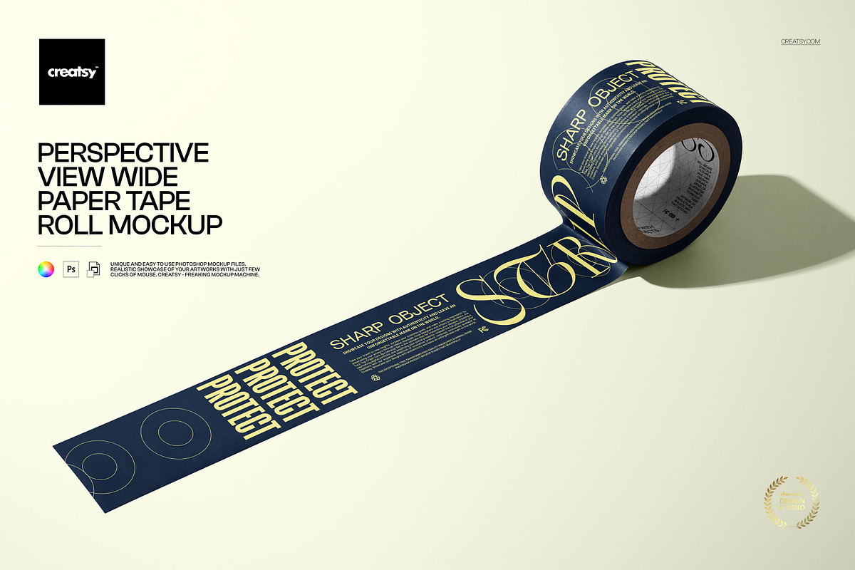 Wide Paper Tape Roll Mockup, a Packaging Mockup by creatsy5 (Photo 1 of 6)