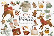 Cozy Winter Watercolor Graphics, an Illustration by Point and Poem (Thumbnail 1 of 6)