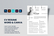cv resume word and canva template, a Resume Template by mijli (Thumbnail 1 of 4)