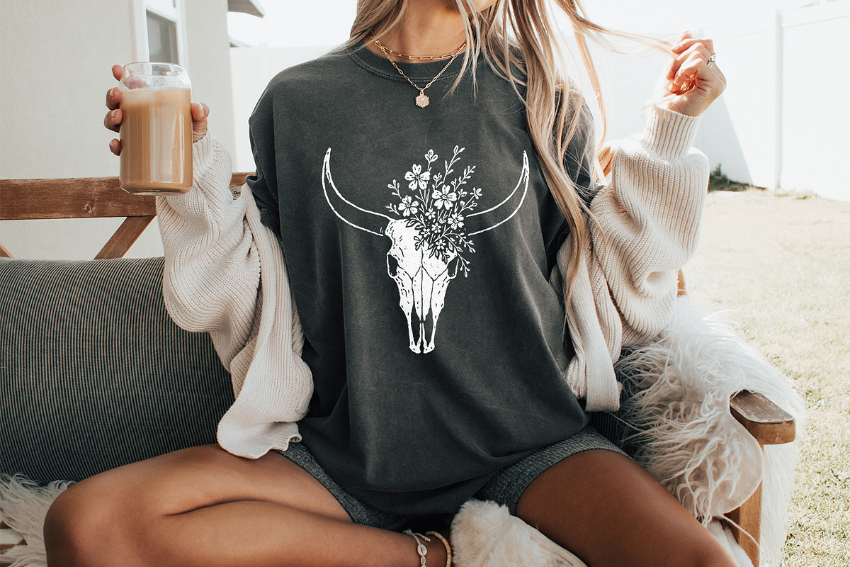 Boho Cow Skull with Wildflowers PNG, an Illustration by SharpMarketplace (Photo 4 of 5)