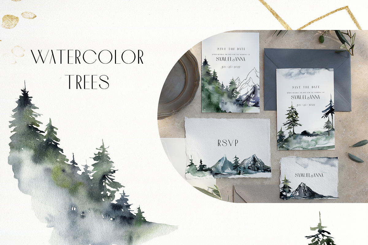 Foggy mountains forest Watercolor, an Illustration by Yuliya Derbisheva (Photo 7 of 13)
