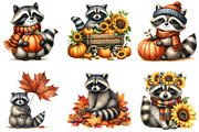 Autumn Raccoons Clipart, an Illustration by DreamArtGraphic (Thumbnail 2 of 4)